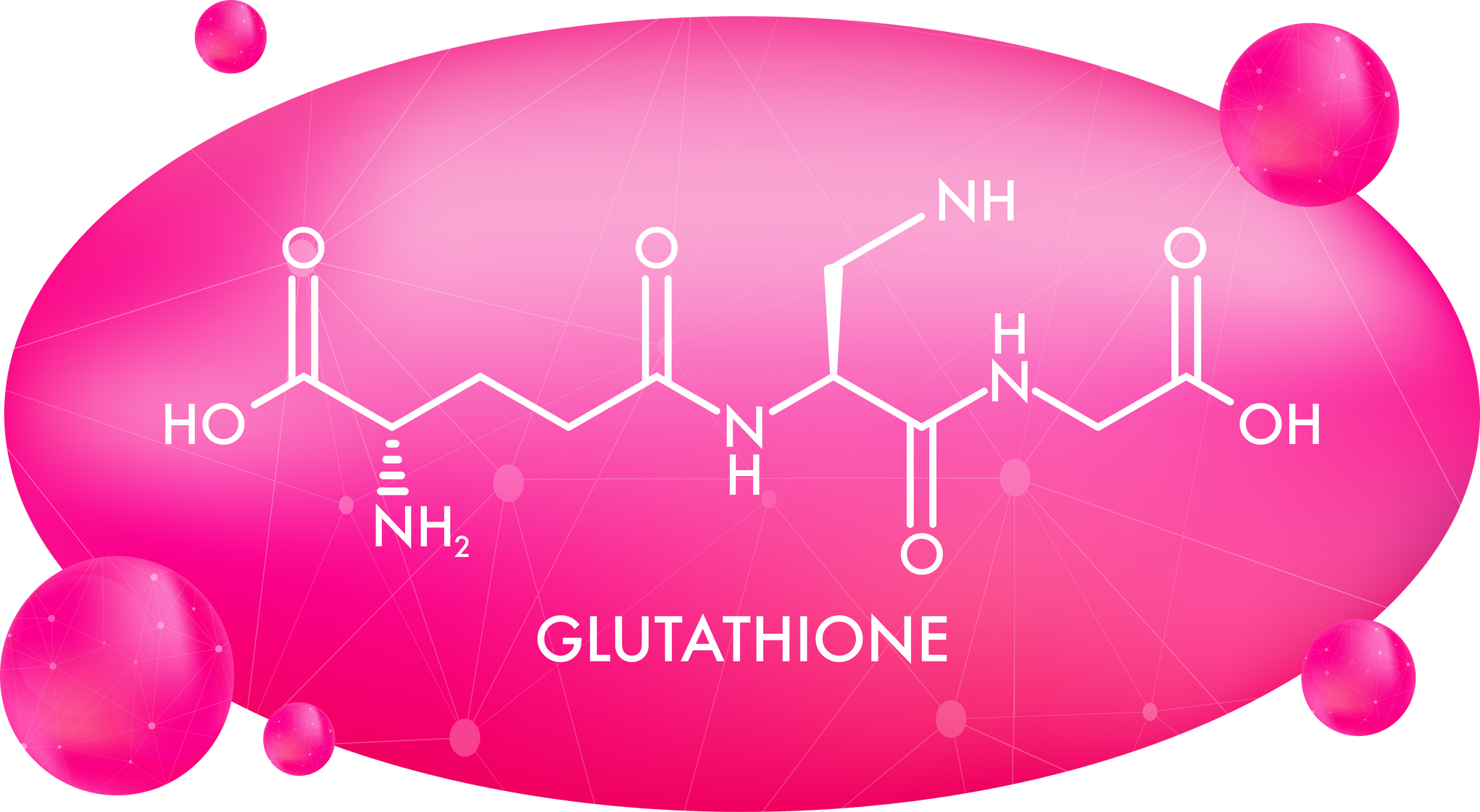 Glutathione chemical formula. Reduced glutathione, GSH. Vitamin solution complex. Vector stock illustration.